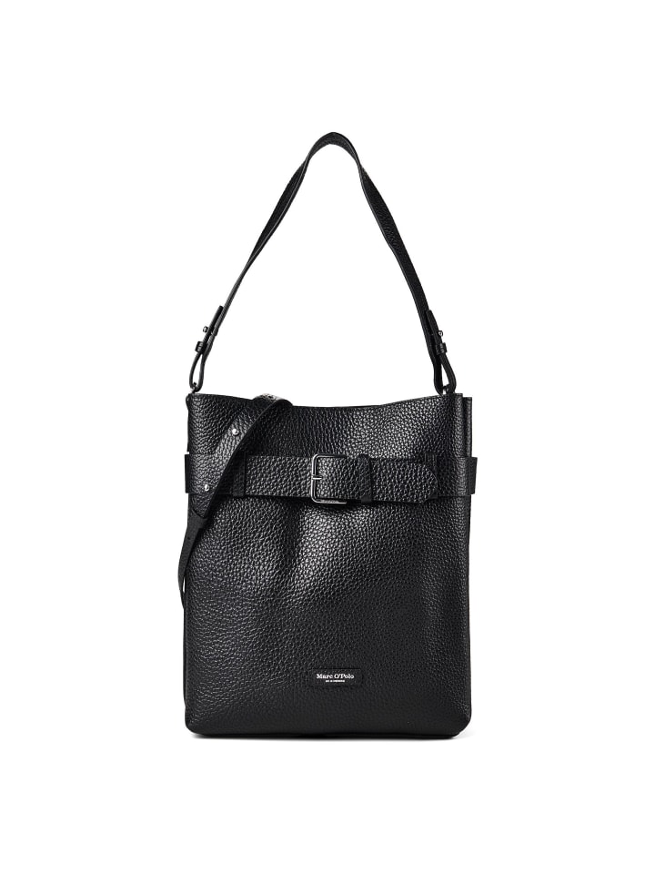 Schultertasche Leder 28 cm black