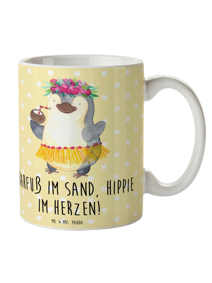 Becher Sommer Hippie mit Spruch in Gelb Pastell