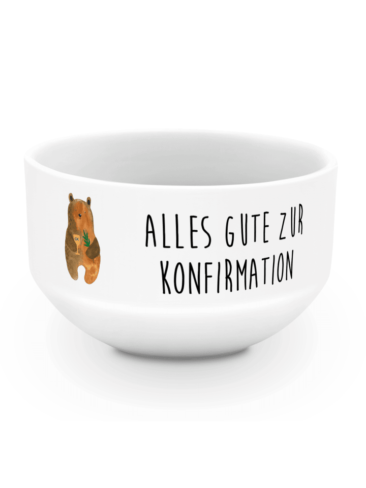 Obstschale Bär Konfirmation mit Spruch in Weiß