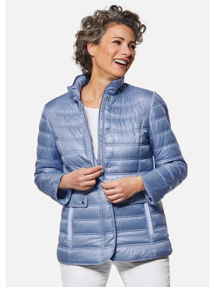 Kurzgröße: Leichte Steppjacke mit Kapuze, 71cm in himmelblau