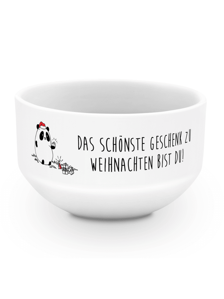 Salatschüssel Panda Weihnachtsgeschenk mit Spruch in Weiß