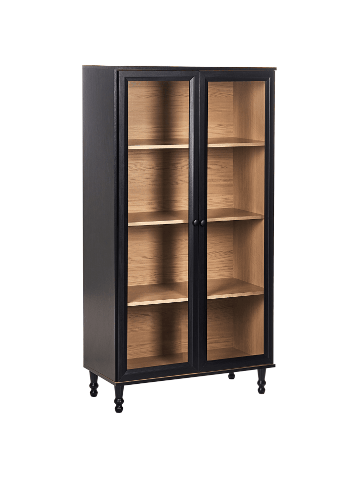 Vitrine TINGLEDALE in Schwarz/Braun - (W) 80 x (H) 151 x (L) 40 cm
