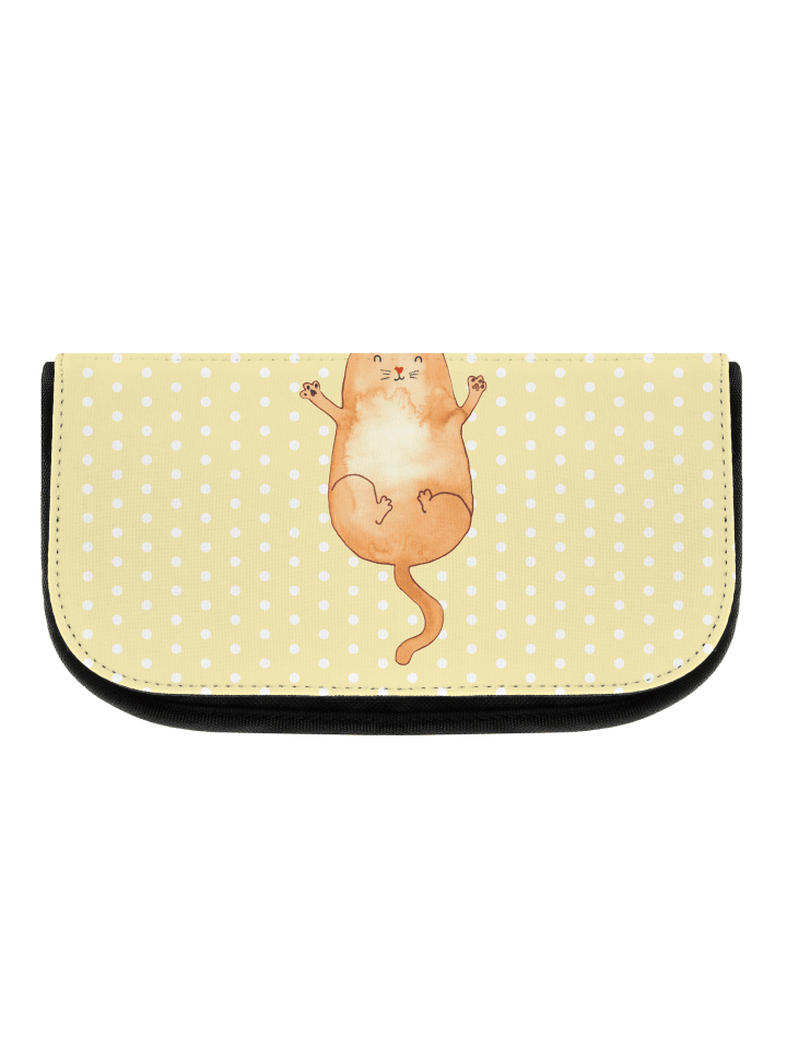 Make-Up Bag Katze Umarmen ohne Spruch in Gelb Pastell