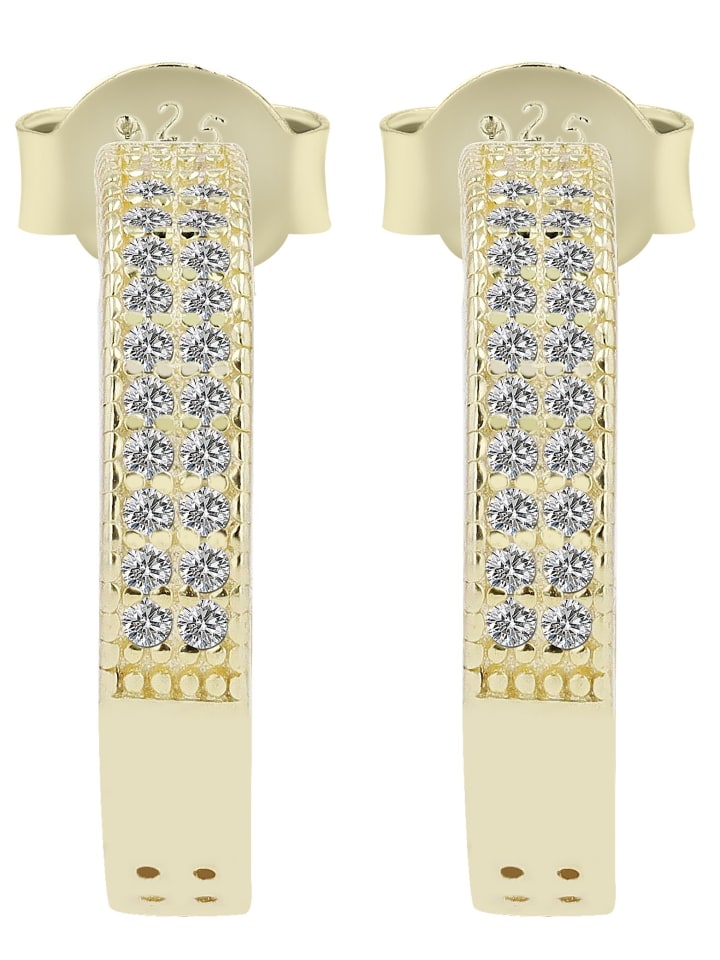 Damen Ohrringe – Ohrstecker aus 925 Silber mit Zirkonia in gold