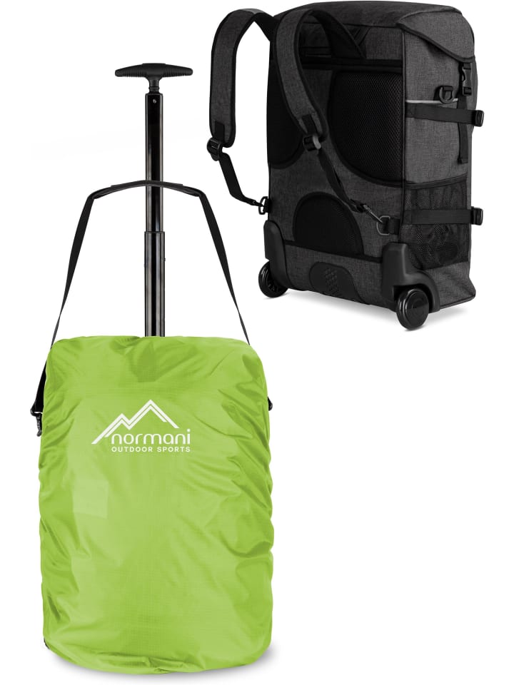 Rucksack mit Trolleyfunktion 37 L und Regenüberzug in Limette