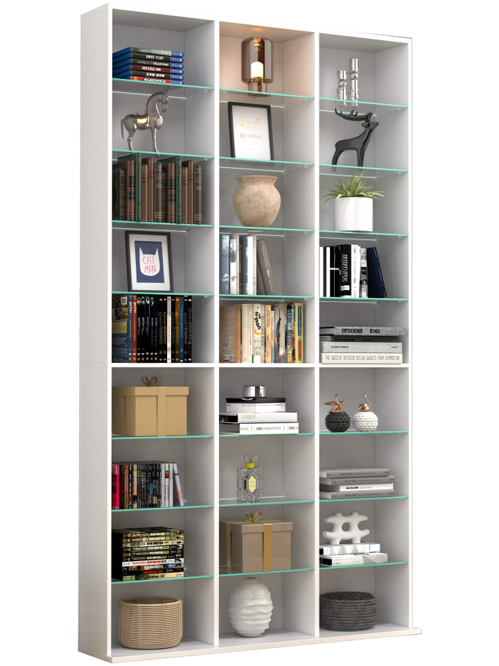 Holz CD DVD Standregal Bücherregal Regal Zilas XL in Weiß
