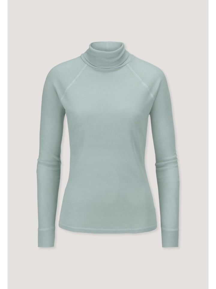 Hessnatur Longsleeve Slim aus Bio-Merinowolle und TENCEL™ Lyocell in polargrün