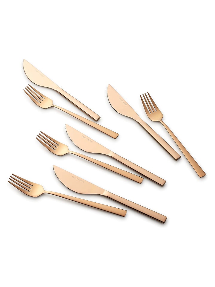 8 tlg. Set Pizzabesteck-Set in Bronze
