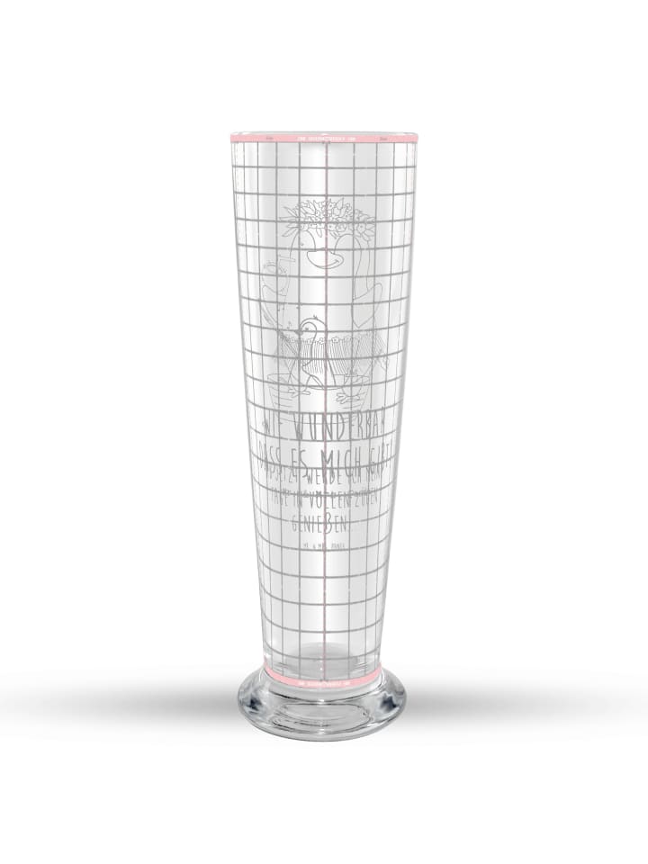 Weizenglas Pinguin Angelboot mit Spruch in Transparent
