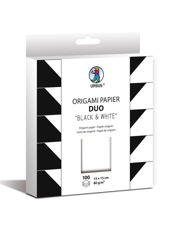 Origami Papier Duo "BLACK&WHITE", 80g, 15 x 15 cm, 100St. - ab 3 Jahren