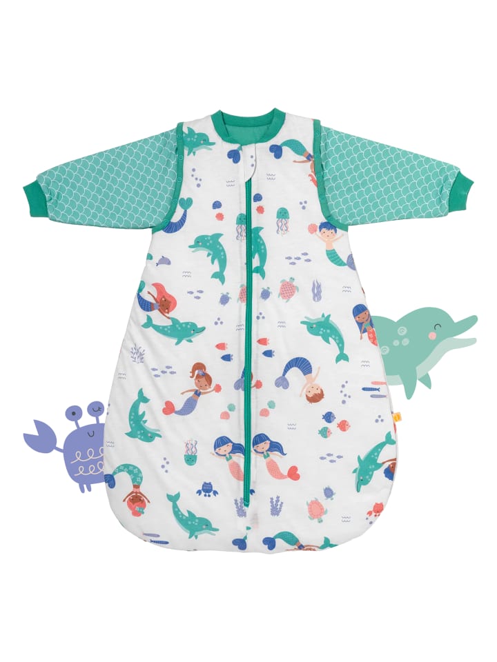 Babyschlafsack, 2.5 TOG in Weiß-Türkis