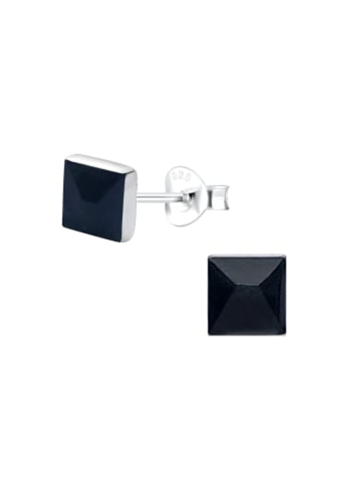 Ohrstecker VIERECK schwarz 5 mm in 925 Sterling Silber