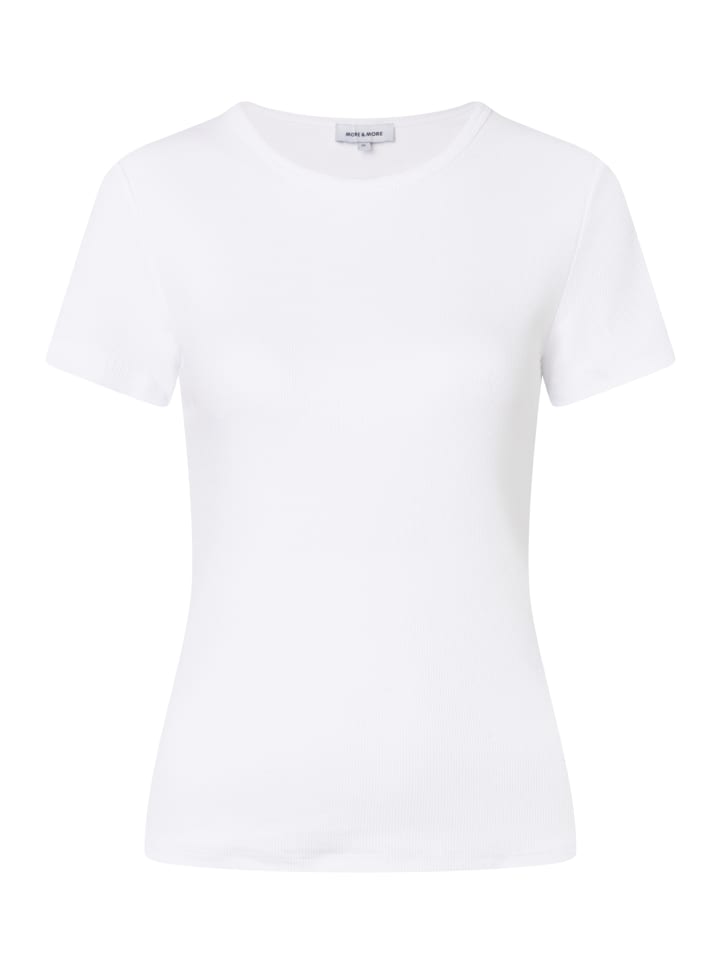 schmales Basic-Stretch-Rippshirt in white