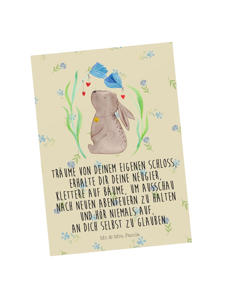 Grußkarte Hase Blume mit Spruch in Blumig