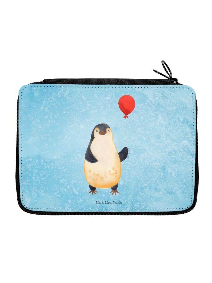 Federmäppchen Pinguin Luftballon ohne Spruch in Eisblau