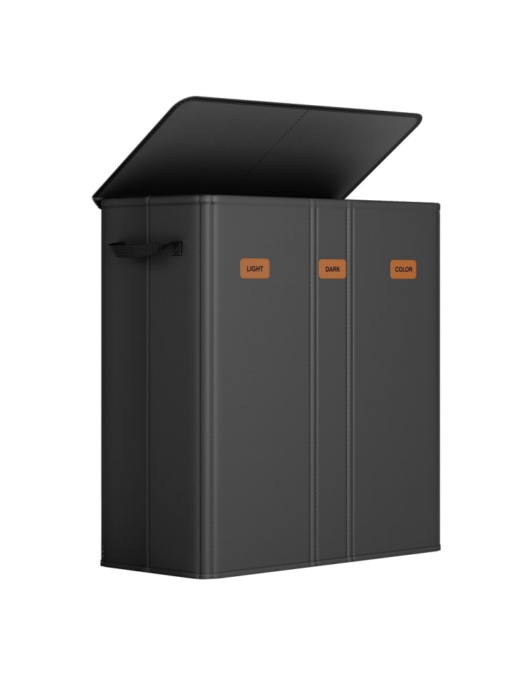 Wäschekorb Tina in Schwarz - (B)33 x (H)75 x (T)64 cm
