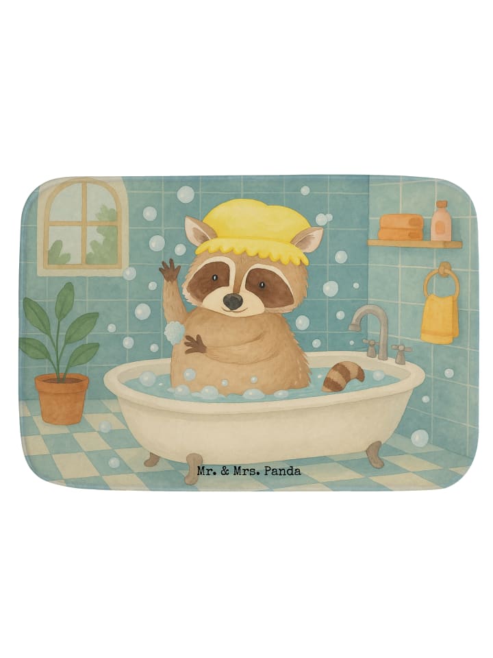 Badvorleger Waschbär Design ohne Spruch in Weiß
