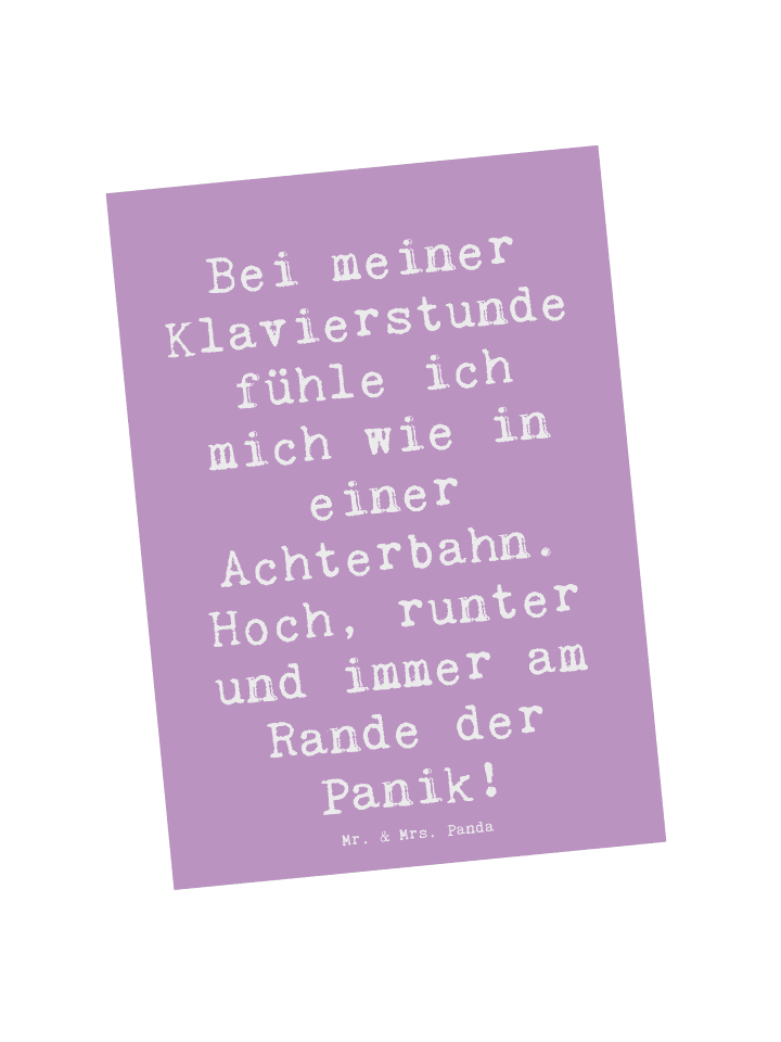 Postkarte Spruch Klavier Achterbahn mit Spruch in Lavendeltraum