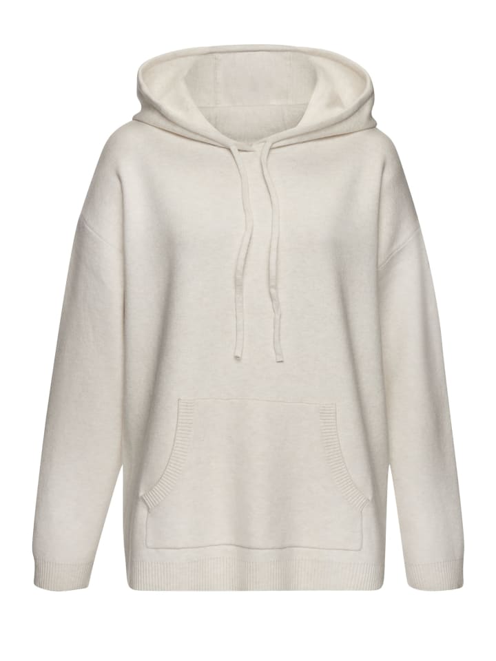 Hoodie in wollweiß meliert
