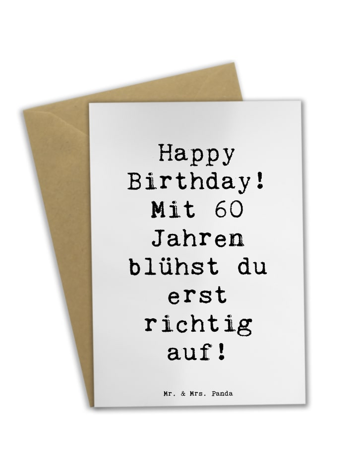 Grußkarte Spruch 60. Geburtstag Aufblühen mit S... in Weiß
