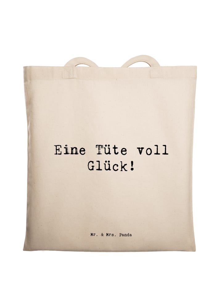 Tragetasche Spruch Tragetasche Glück mit Spruch in Creme