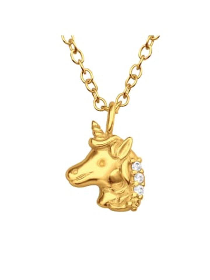 Kette mit Anhänger EINHORN in Gold aus 925 Sterling Silber, 2-tlg. in gold