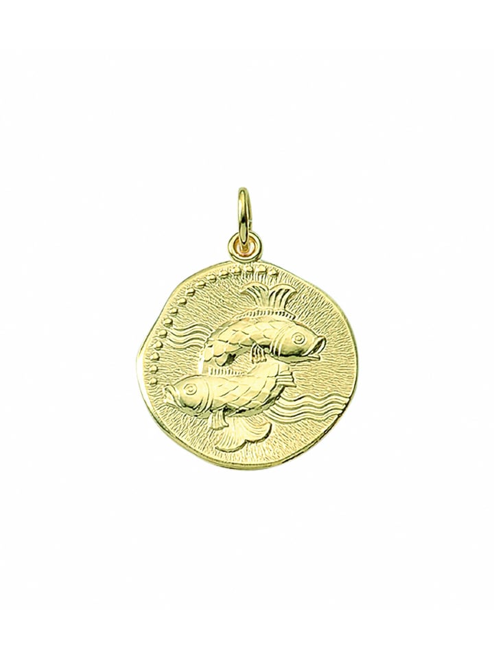 Damen & Herren 333 Gold Sternzeichen Anhänger Fisch Ø 18,2 mm in gold