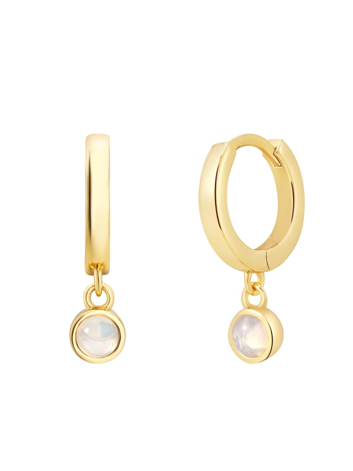 Creolen aus Sterling Silber mit Mondstein (synth.) in gelbgold