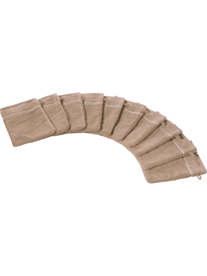 Frottier Waschhandschuh 10er-Pack Mannheim in beige