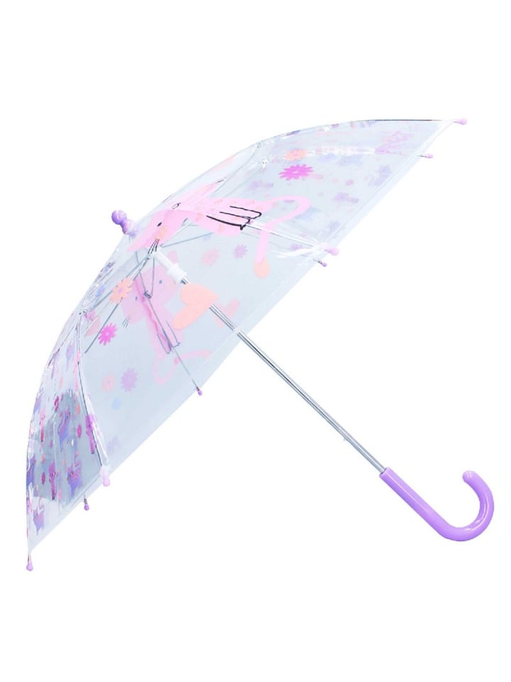 Prêt Kinder-Regenschirm ? 71 cm Katze-Design, transparent & handlich in Rosa