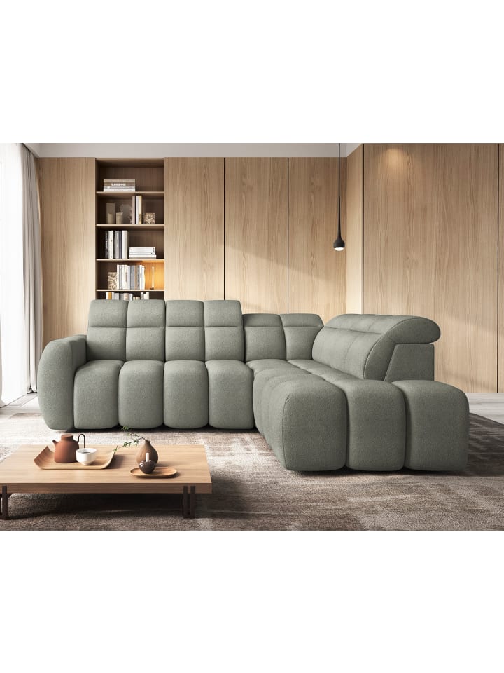 Eagle Recamiere Rechts in Grau - (L) 208 x (B) 258 x (H) 107 cm