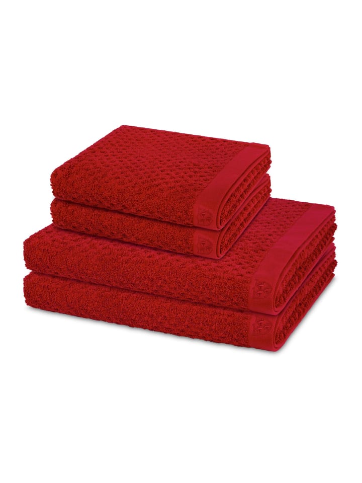 2 X Handtuch 2 X Duschtuch im Set Harmony in Kirsche