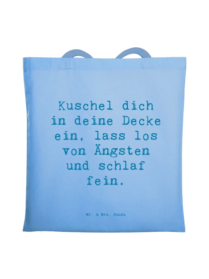 Stofftasche Spruch Alleine schlafen lernen mit ... in Sky Blue