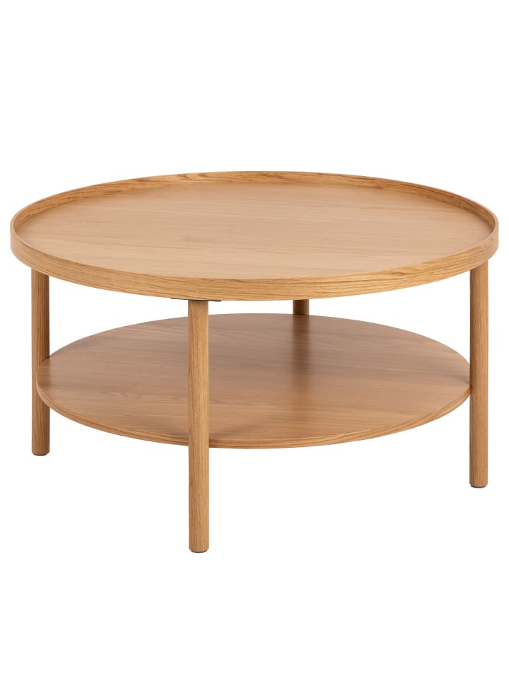 home24 Furnierter Couchtisch aus Holzwerkstoff in Eiche - 42 cm in Eiche