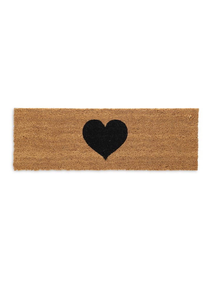 Fußmatte "Herz" in Natur/ Schwarz - 75 x 25 cm