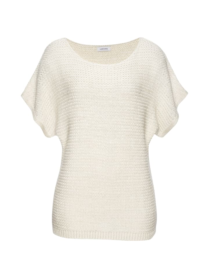Kurzarmpullover in creme-goldfarben