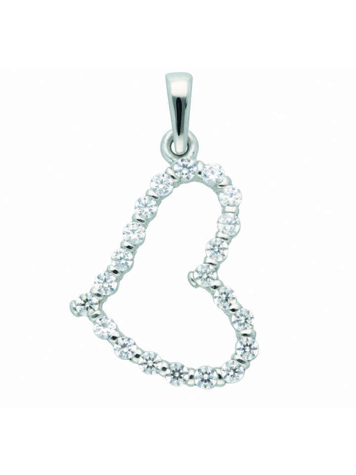 Damen 333 Weißgold Anhänger Herz mit Zirkonia in silber