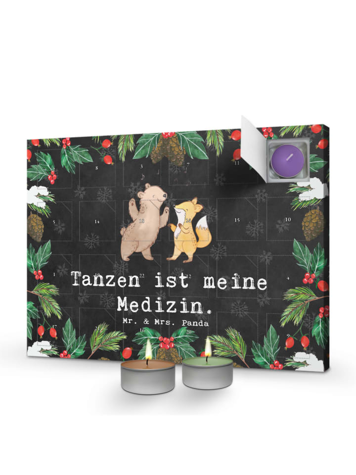 Adventskalender Hase Tanzen mit Spruch in Kreidetafel