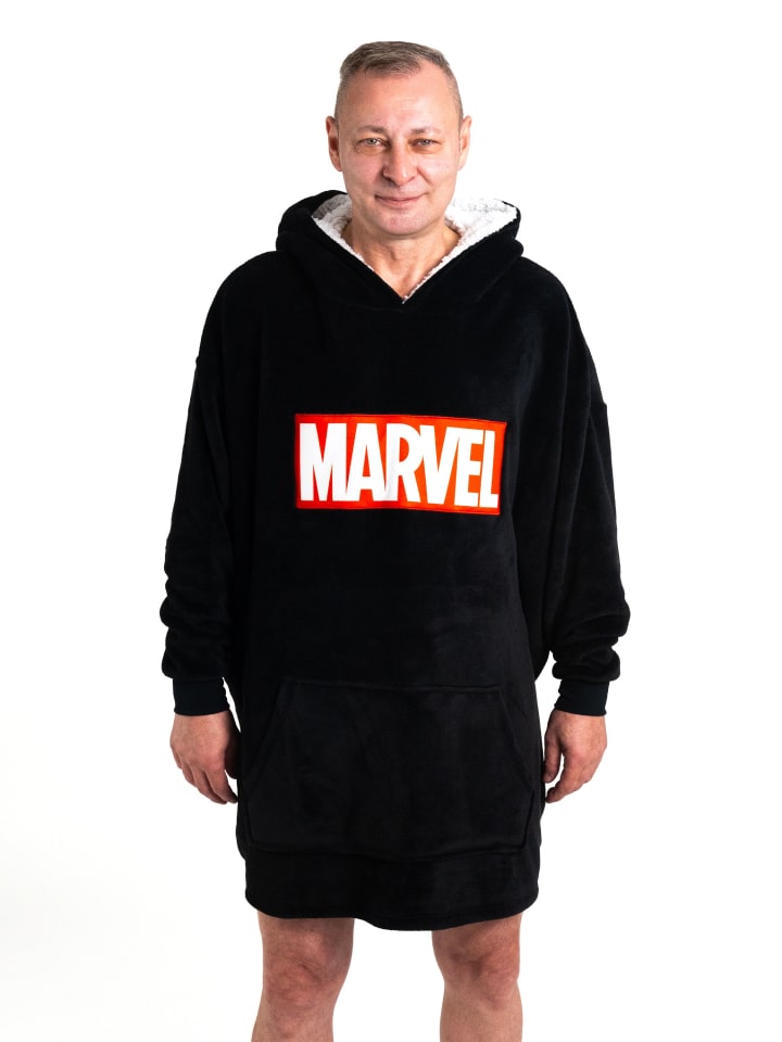 Marvel Oversize Cozy Hoodie Übergroße Flauschiger Kuschelpullover in schwarz