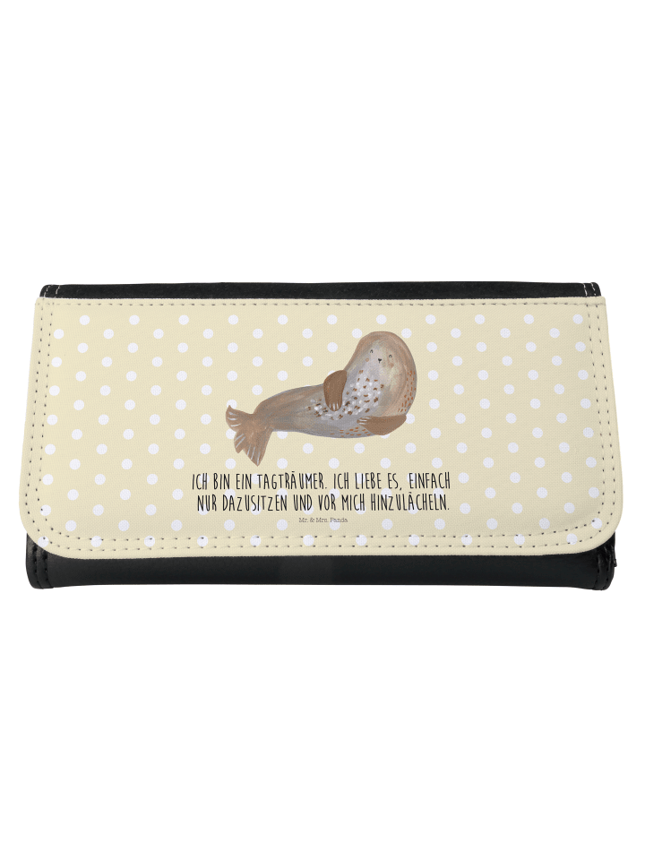 Wallet Robbe Lachen mit Spruch in Gelb Pastell