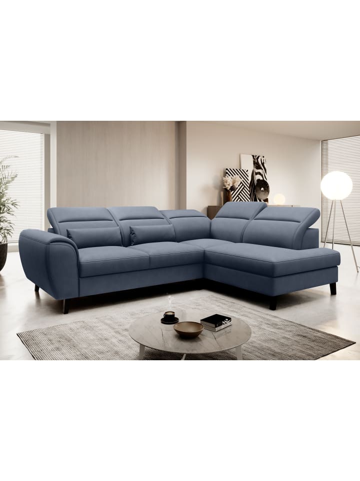 Nobel Recamiere Rechts in Marineblau - (L) 265 x (B) 265 x (H) 100 cm