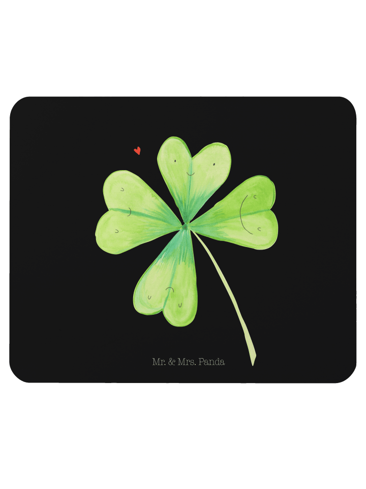 Mousepad Blume Kleeblatt ohne Spruch in Schwarz