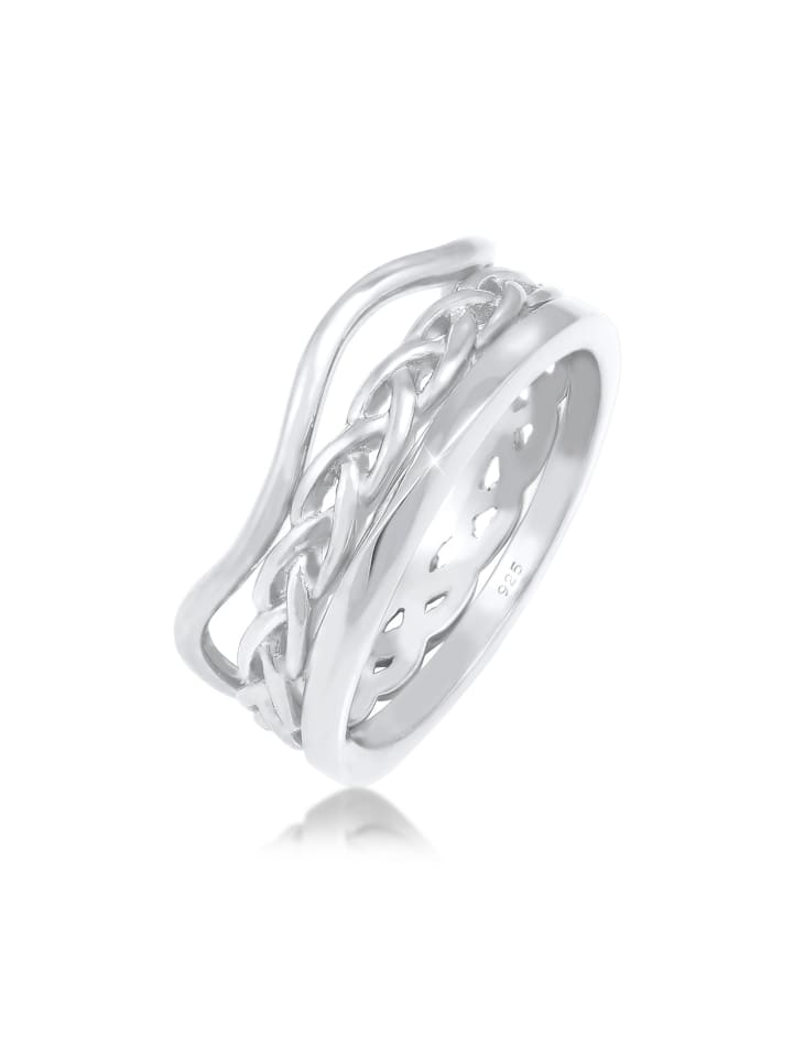 Ring 925 Sterling Silber Knoten, Wellen, Ring Set, Twisted in Silber