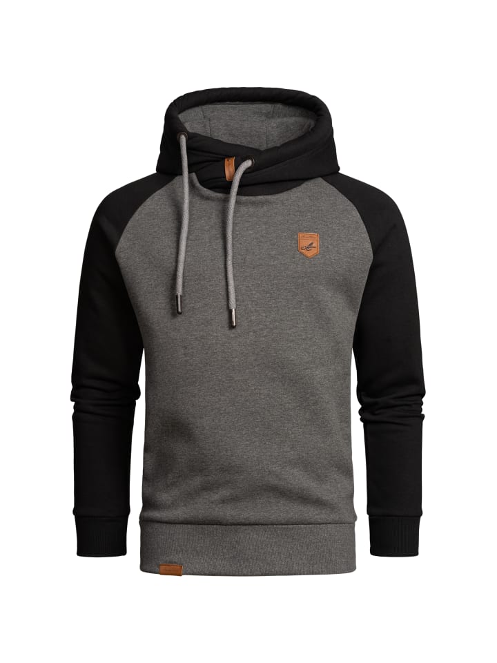 Kapuzenpullover mit Kontrast FONTANA in Anthrazit/Schwarz