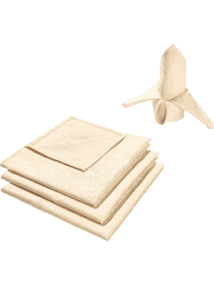 Jacquard, Baumwollmischung, Gewebt Serviette 4er-Pack Hamm in sekt