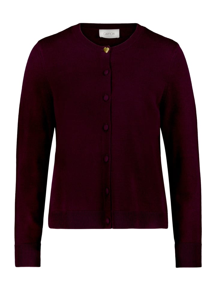 Feinstrickjacke mit Rundhalsausschnitt in Dark Dahlia