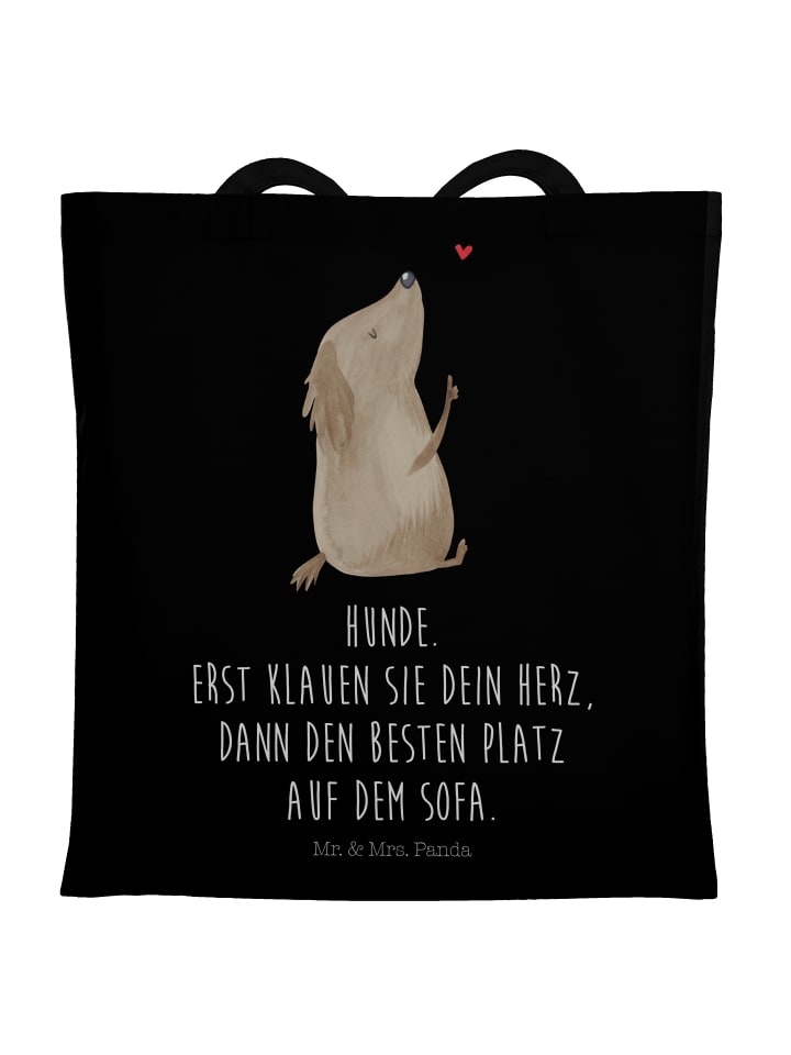 Tragetasche Hund Liebe mit Spruch in Schwarz