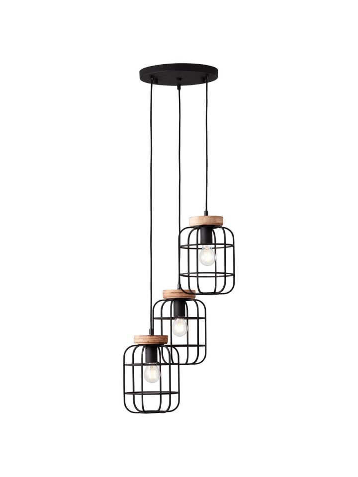 Pendelleuchte, 3-flammig (Rondell) Gwen ⌀ 42 cm in antik holz/schwarz korund