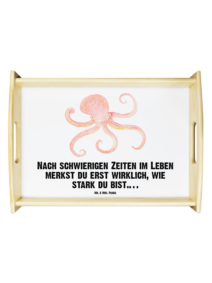 Servier Tablett Tintenfisch mit Spruch in Weiß