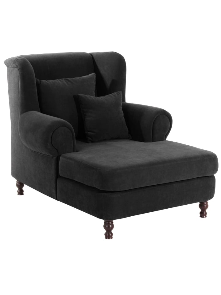 SESSEL XXL Karley Bezug Veloursstoff Buche nussbaum dunkel / schwarz